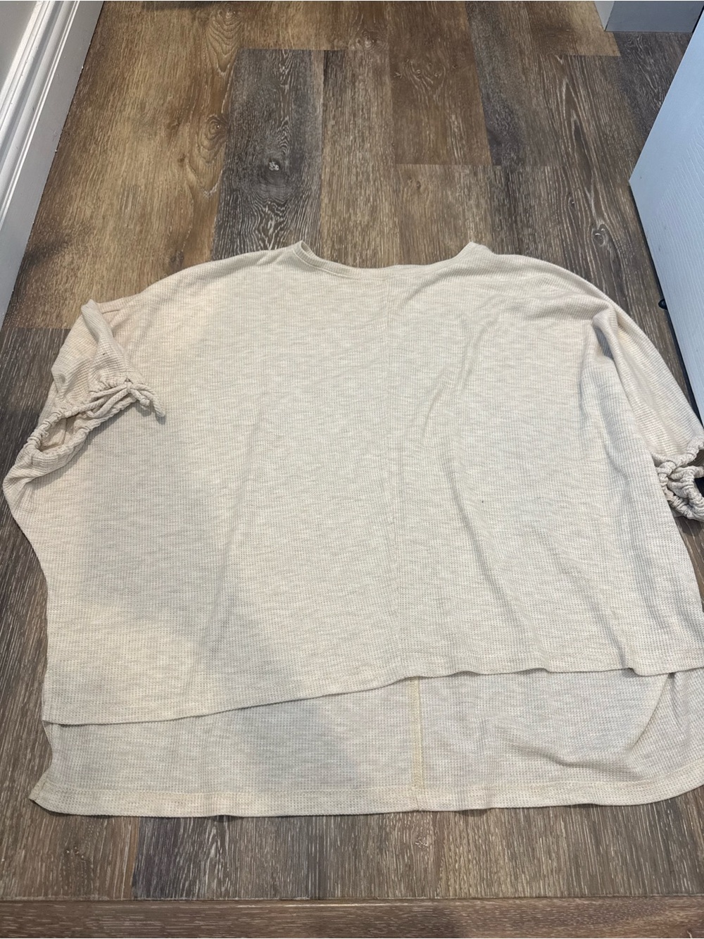 Three Bird Nest Cream Knit Pullover with Tie Sleeve Detail